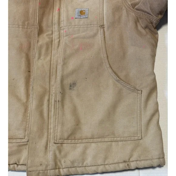 CARHARTT C03 - Men's Vintage Brown Arctic Quilt Lined Work Coat Jacket - Size 46